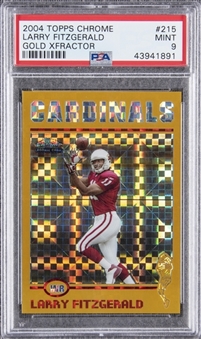 2004 Topps Chrome #215 Larry Fitzgerald Gold Xfractor Rookie Card (#142/279) - PSA MINT 9